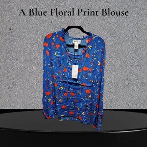 A Blue Floral Print Blouse